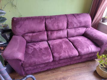 Comfortabele paarse driezitsbank - 190x90cm