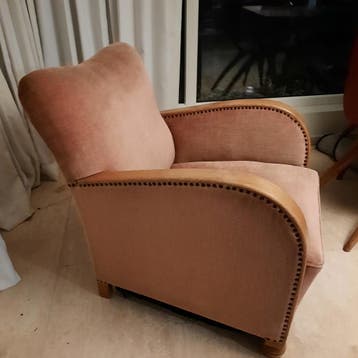 GRATIS vintage fauteuil velvet oud rose bekleding