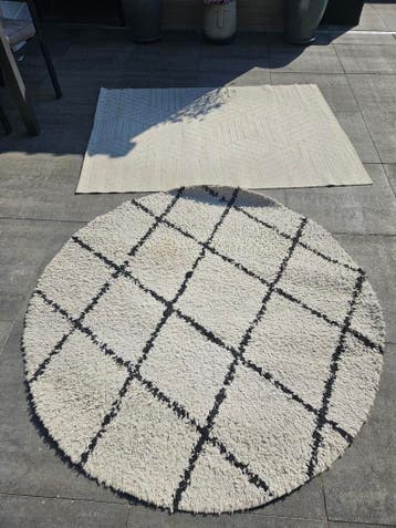 Set van 2 vloerkleden: rond en rechthoekig