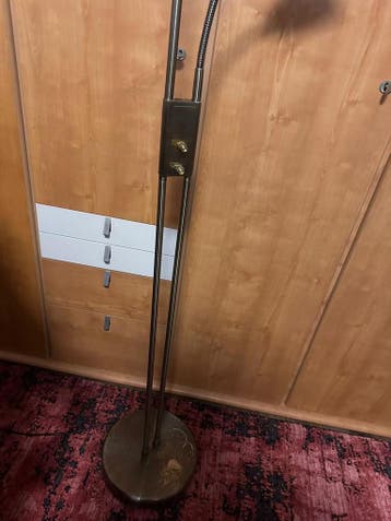 Vintage vloerlamp met leeslamp - messing