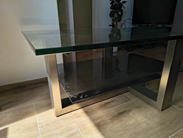 Moderne Industriële Salontafel Glas met Metalen Poten