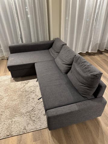 Gratis grijze IKEA hoekbank – uitschuifbaar