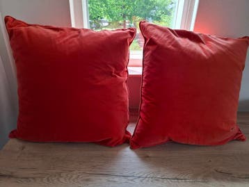 2 grote oranje kussens gratis op te halen