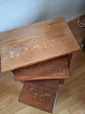 Set van 3 houten tafeltjes - Bijzettafels