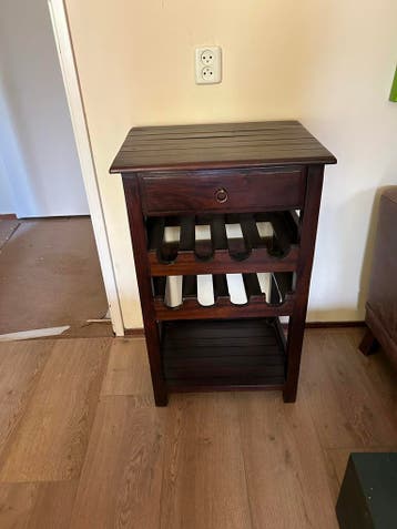Houten wijnrek met lade - Donkerbruin