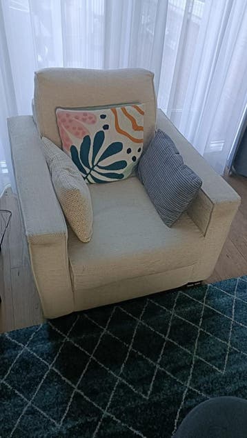 Gratis fauteuil/stoel in ecru/beige gemêleerde stof