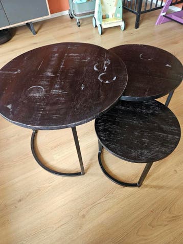 Set van 3 mangohouten salontafels