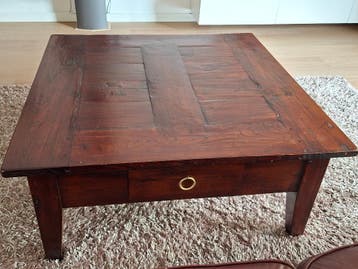 salontafel, koloniaal donkerbruin 102x102x46h