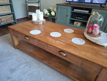 Massief eiken salontafel GRATIS