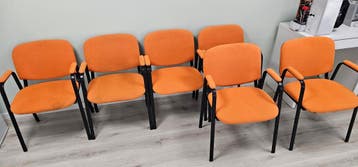 Set van 6 Oranje Vergaderstoelen met Armleuningen