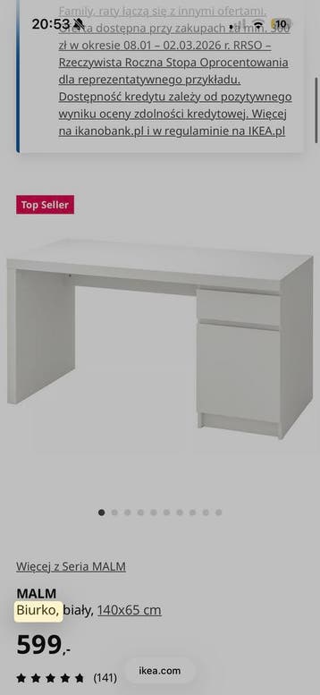 IKEA MALM Bureau Wit - 140x65 cm met Lades