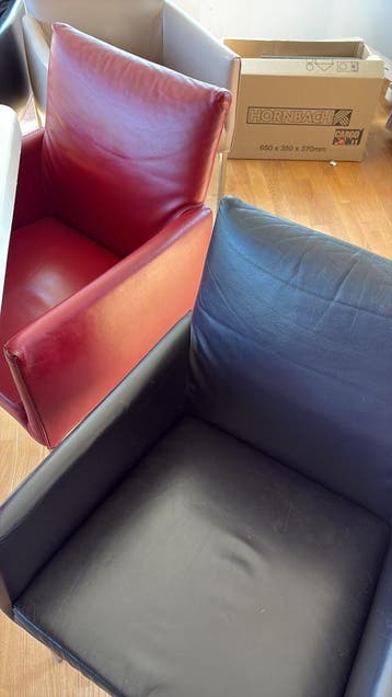 6 Leren eetkamer stoelen