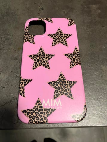 MIM Amsterdam iPhone 11 hoesje roze met luipaardprint sterre