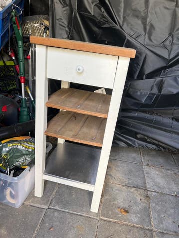 Houten Bijzettafel met Lade en Planken