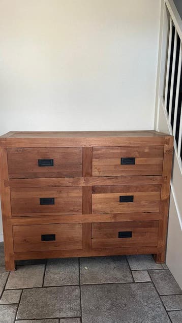 Teakhouten Dressoir met 2 Laden en 4 Kleppen