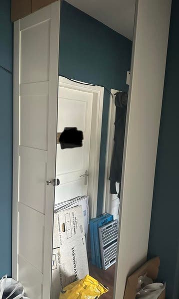 Witte PAX kledingkast met spiegeldeur, ondiep model