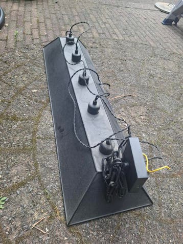 Industriële hanglamp met 6 fittingen - Zwart metaal