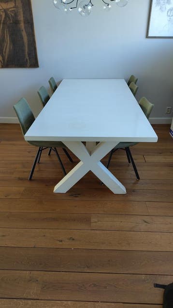 Grote witte eettafel (220x100), gratis afhalen