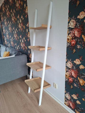Witte decoratieladder/boekenplank