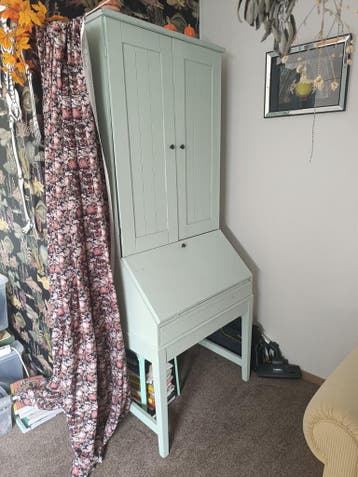 Vintage secretaire/bureau kast - Mintgroen