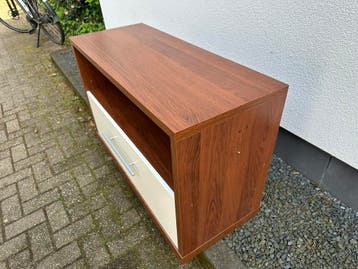 Houten kastje met lade - Bruin/Wit - Multifunctioneel