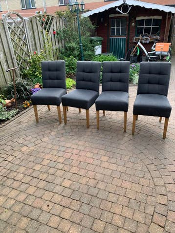 Set van 4 donkergrijze eetkamerstoelen