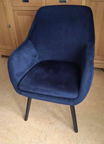 Blauwe fauteuil/eetkamerstoel