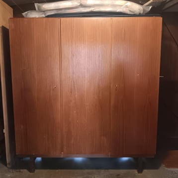 Gratis Vintage Teak Kast Kledingkast Drie Deuren Spiegel '70
