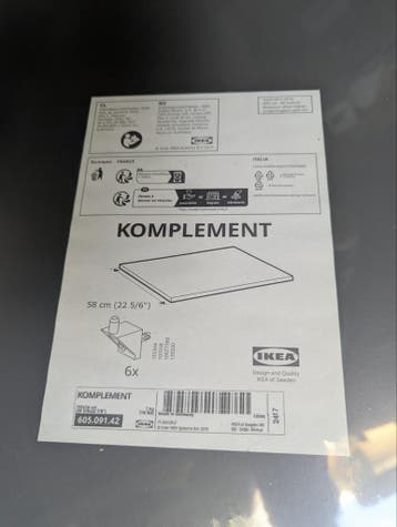 GRATIS - IKEA KOMPLEMENT Plank Donkergrijs 58 cm (Nieuw)