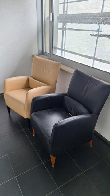 Set van 2 comfortabele fauteuils (zwart en beige)