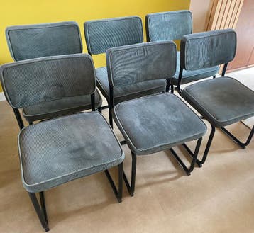 6 ribstof buisstoelen