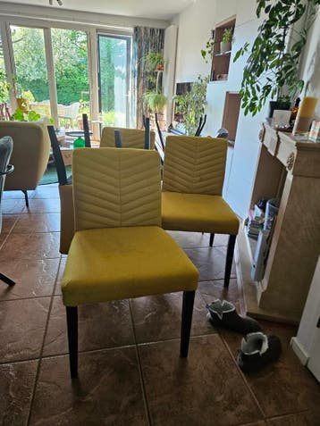 4 gele eettafelstoelen - gratis