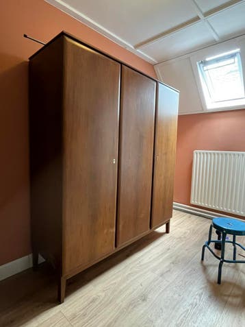 Vintage kledingkast retro hout bruin massief