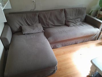 Comfortabele Ikea Hyltarp bank  met Longchair - Bruin Stof