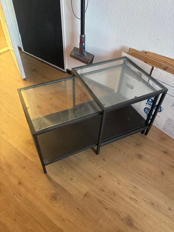 Ikea salontafel set van glas en metaal (51x92x50 cm)