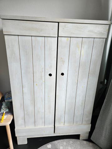 Gebruikte kast met planken en hangruimte, 158x101,5x51 cm