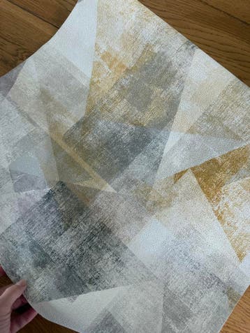 Wallpaper - Modern abstract behang - Grijs, wit, geel