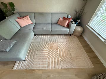 Vloerkleed van Loods5 - Beige/Crème met geometrisch patroon
