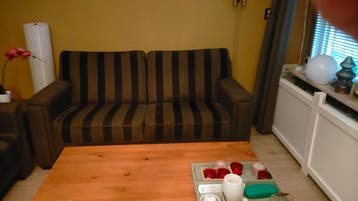 Comfortabele 2-zits bank en fauteuils - gestreept