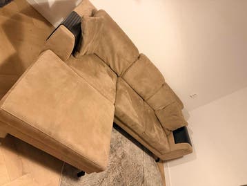 Comfortabele hoekbank met chaise longue - Zandkleurig