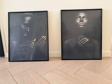 Set van 2 moderne prints met gouden accenten