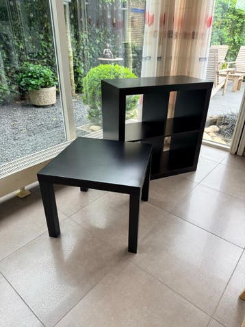 Zwart bijzettafeltje en opbergkastje (IKEA)