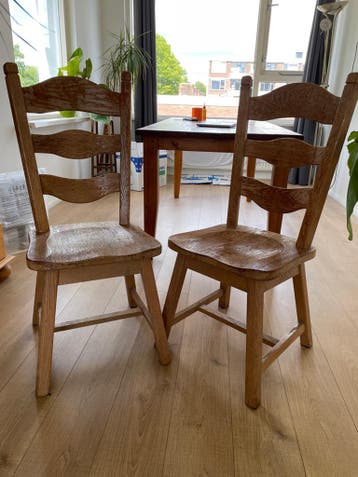 Stevige eikenhouten stoelen - Set van 4
