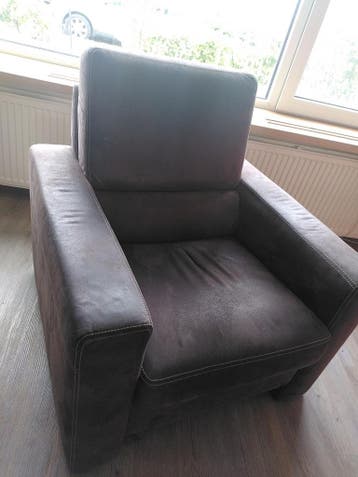 Gratis micro leer fauteuil. Echt leer!  bank stoel