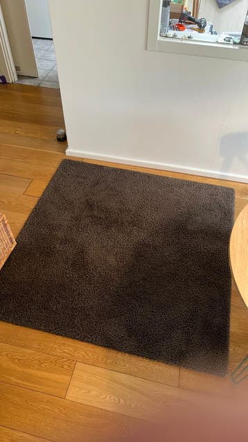 150x150cm Tapijt vloerkleed vierkant bruin hoogpolig