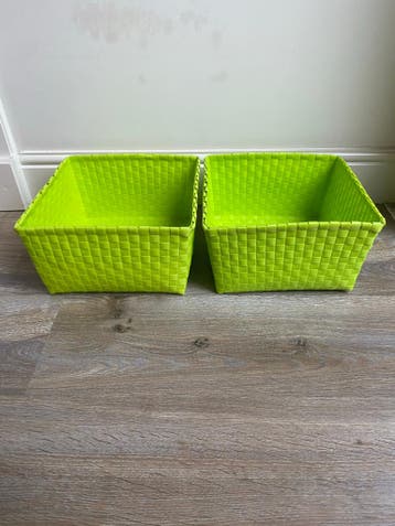 2x Groene opbergmanden 26x26 cm