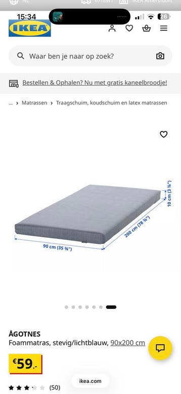 Matras 1 persoons 90*200 cm