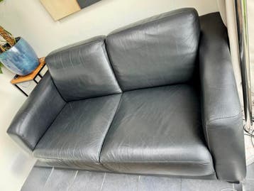 Bank zwart leer 2 zit