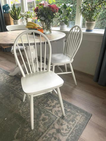 Houten eetkamerstoelen 2 wit