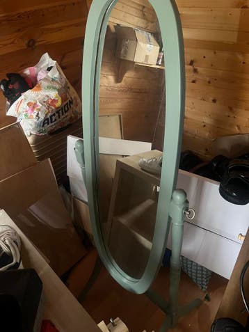 Ovale passpiegel met standaard - mintgroen GRATIS AFHALEN